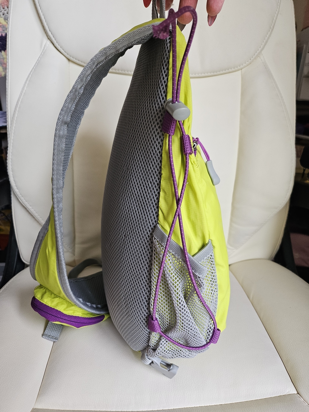 Eddie Bauer Lime Green Sling Backpack with Purple Accents - Picture 8 of 11